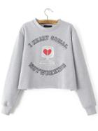 Shein Grey Letter Print Crop Sweatshirt