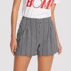 Shein O-ring Zip Front Striped Shorts