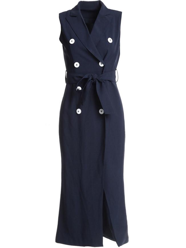 Shein V Neck Tie-waist Split Bodycon Dress