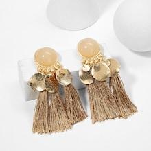 Shein Flat Disc Decorated Drop Earrings
