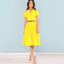 Shein Notch Collar Fit & Flare Dress