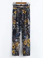 Shein Floral Print Tie Waist Pants