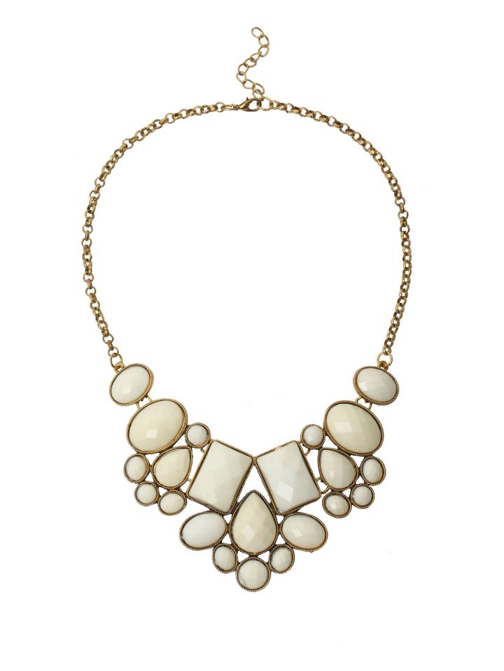 Shein Faux Stone Bib Necklace - White