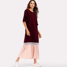 Shein Pep Hem Flounce Knot Sleeve Dress