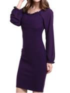 Shein Purple Frill Neck Slim Chiffon Dress