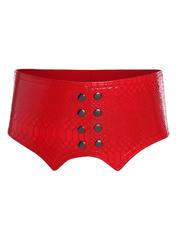Shein Red Crocodile Pattern Elastic Wide Waist Belt