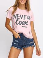 Shein Slogan Print Cutout T-shirt