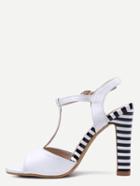 Shein White T-strap Slingback High Heel Sandals