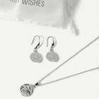 Shein Textured Disc Necklace & Drop Earrings