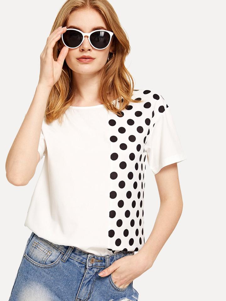 Shein Polka Spot Panel Tee
