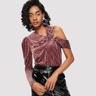 Shein One Shoulder Rib Velvet Top