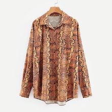 Shein Snakeskin Print Drop Shoulder High Low Shirt