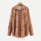 Shein Snakeskin Print Drop Shoulder High Low Shirt