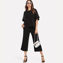 Shein Plain Blouse With Pants