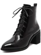 Shein Black Chunky Heel Patent Leather Boots