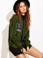 Shein Letters Patch Release Buckle Detail Bomber Jacket