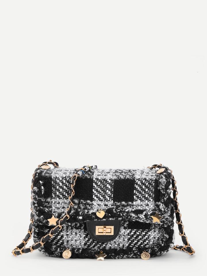 Shein Star Detail Gingham Print Chain Bag