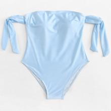 Shein Striped Off The Shoulder Swimsuit