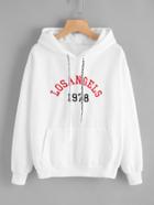Shein Letter Embroidered Drawstring Hoodie