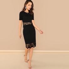 Shein Scallop Edge Laser Cut Top And Skirt Sew