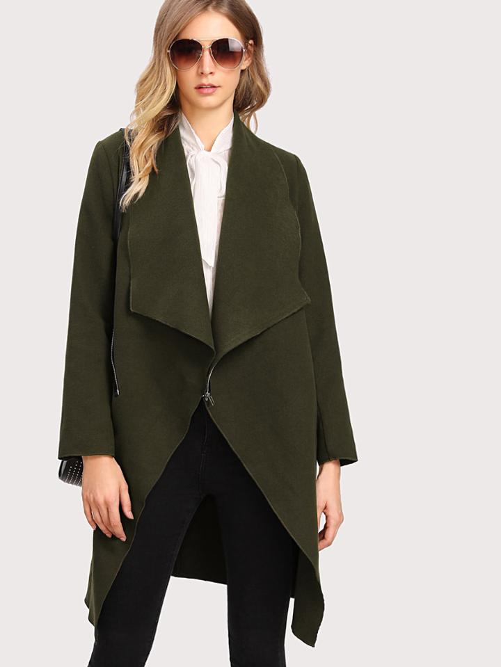 Shein Asymmetric Zip Shawl Collar Coat