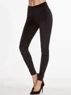 Shein Black Velvet Skinny Leggings