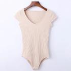 Shein Cap Sleeve Ribbed Bodysuit