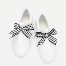 Shein Plaid Bow Design Pu Sneakers