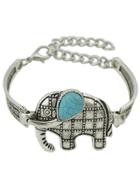 Shein Tibetan Design Silver Color Imitation Turquoise Elephant Wrap Bracelet