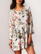 Shein Long Sleeve Loose Floral Dress