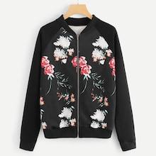 Shein Raglan Sleeve Floral Print Jacket