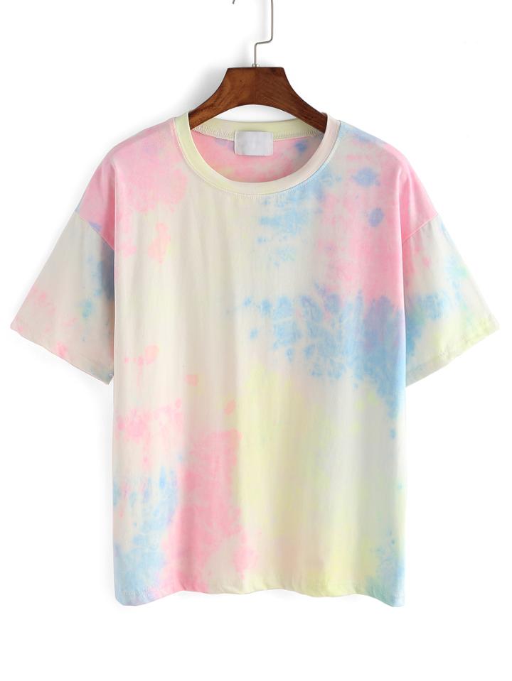 Shein Tie-dye Round Neck T-shirt