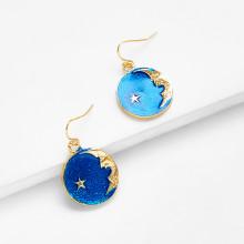 Shein Galaxy Pattern Round Drop Earrings