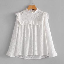 Shein Eyelet Embroidered Ruffle Blouse
