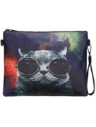 Shein Multicolor Cat Print Pu Clutch Bag
