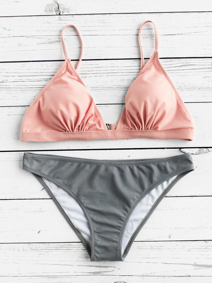 Shein Two Tone Triangle Bikini Set