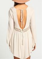 Rosewe Flare Sleeve Cutout Back Asymmetric Dress