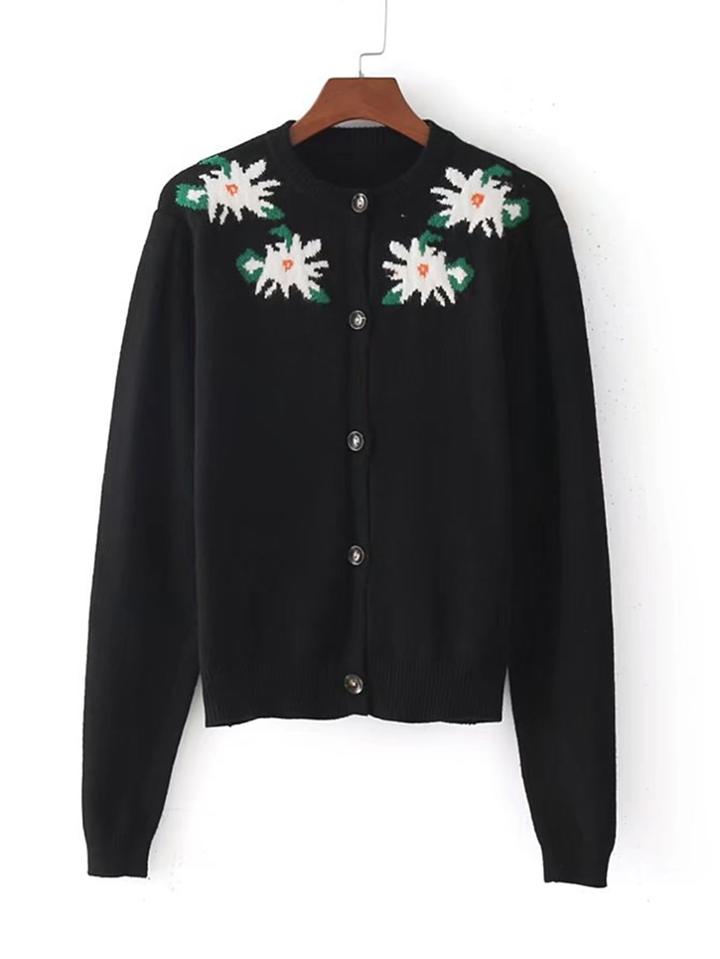 Shein Flower Pattern Button Up Cardigan
