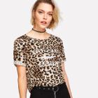Shein Cuffed Sleeve Leopard T-shirt