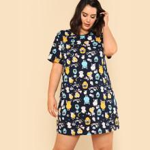 Shein Plus Cartoon Print Tee Dress