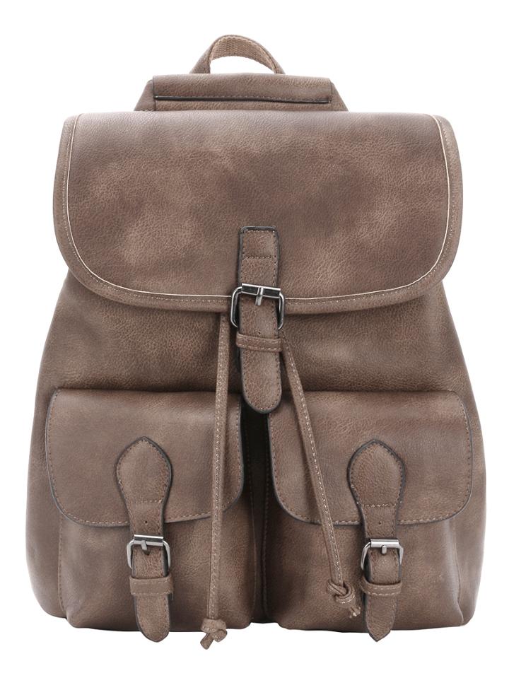 Shein Distressed Buckle Flap Backpack - Grey
