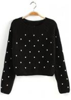 Rosewe Chic Dot Decorated Round Neck Long Sleeve Sweater