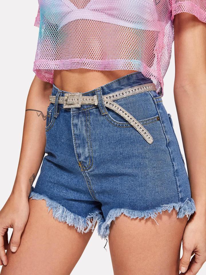 Shein Rhinestone Metal Belt