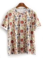 Shein Multicolor Crew Neck Geometric Print T-shirt