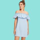 Shein Ruffle Neckline Denim Cami Dress
