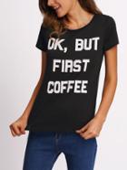 Shein Black Letters Print T-shirt
