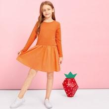 Shein Girls Contrast Hem A-line Dress