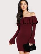 Shein Bell Cuff Flounce Off Shoulder Dress