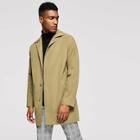 Shein Men Button Detail Notch Neck Solid Coat