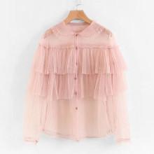 Shein Tiered Ruffle Mesh Shirt